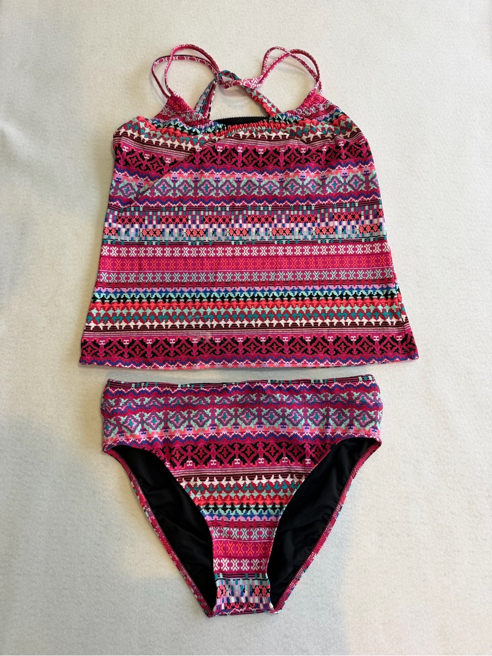 next women’s Pink Multicolor Tribal Tankini Swim Set